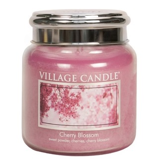 Village Candle Střední vonná svíčka ve skle Cherry Blossom 397g - Třešňový květ
