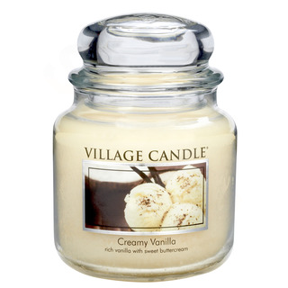 Village Candle Střední vonná svíčka ve skle Creamy Vanilla 397g - Vanilková zmrzlina