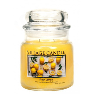 Village Candle Střední vonná svíčka ve skle Fresh Lemon 397g