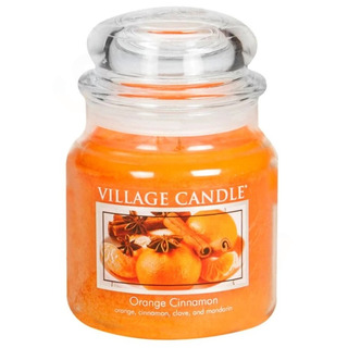 Village Candle Střední vonná svíčka ve skle Orange Cinnamon 397g - Pomeranč a skořice