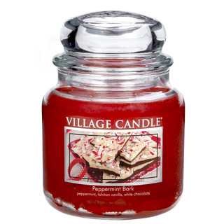 Village Candle Střední vonná svíčka ve skle Peppermint Bark 397g - Mátové potěšení