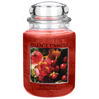 Village Candle Velká vonná svíčka ve skle Berry Blossom 645g - Červené květy
