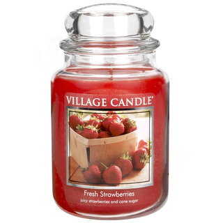 Village Candle Velká vonná svíčka ve skle Fresh Strawberries 645g - Čerstvé jahody
