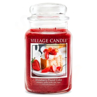 Village Candle Velká vonná svíčka ve skle Strawberry Pound Cake 645g - Jahodový koláč